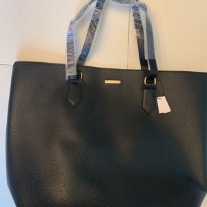 Black faux  leather tote bag. New